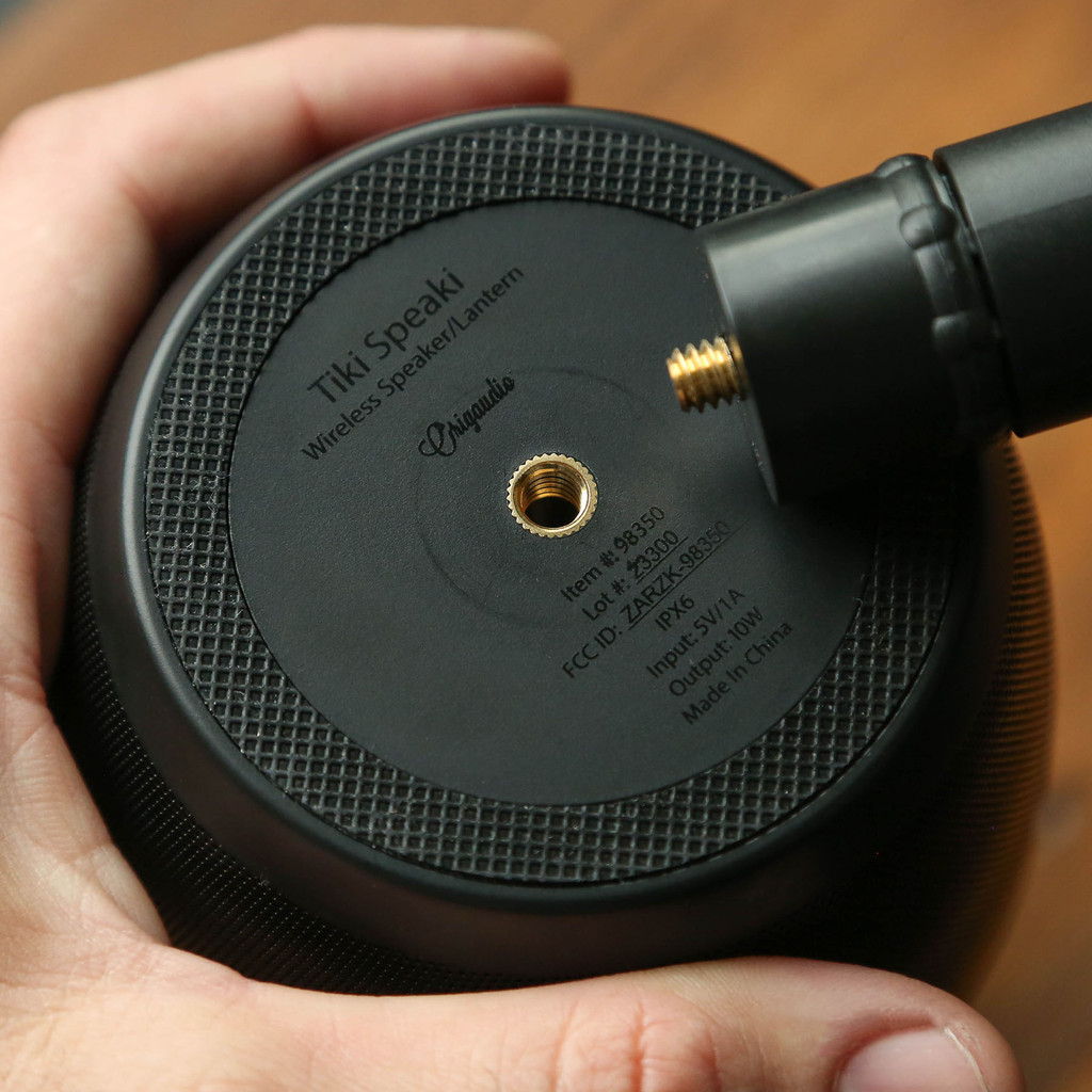Let's get this party started with the Swagman Tiki Bluetooth speaker with the included grass stake!