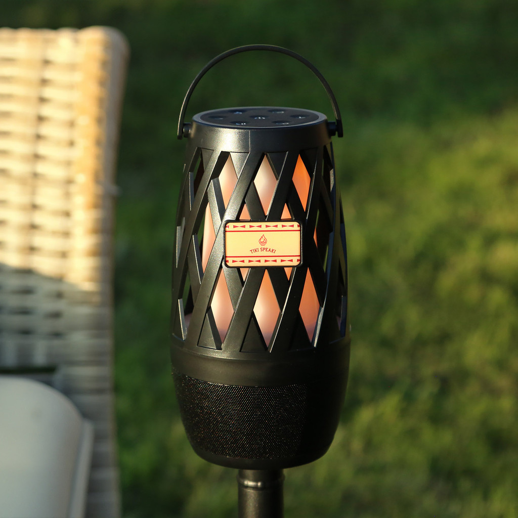 Let's get this party started with the Swagman Tiki Bluetooth speaker with the included grass stake!