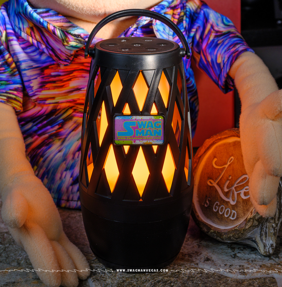 Let's get this party started with the Swagman Tiki Bluetooth speaker with the included grass stake!